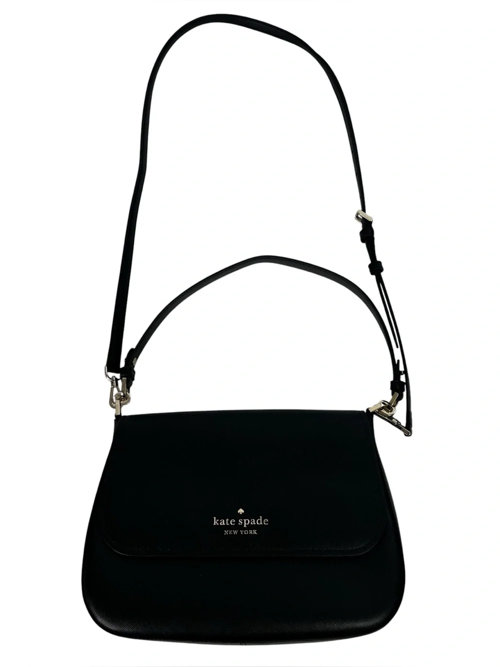 kate spade New York Shoulder Bag Crossbody Purse Black Saffiano Leather Gold